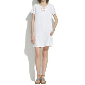 MADEWELL Women's Lace-Up Dress, White, XS